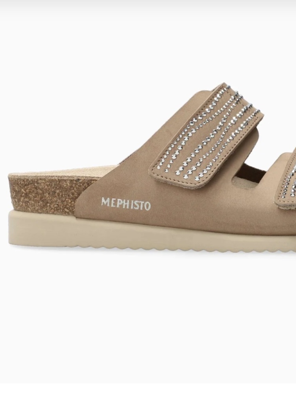 Mephisto women ' Tan Suede Sandals with Silver Rhinestones